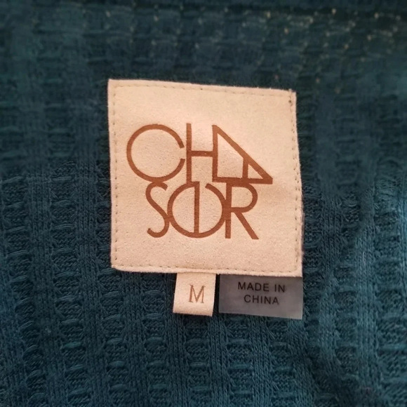 Chaser Soft Teal Waffle Knit Thermal Long Sleeve Top M - Picture 6 of 7